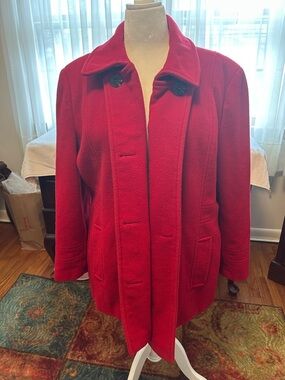 Calvin Klein Bright Red Wool Pea Coat - XXL/2X